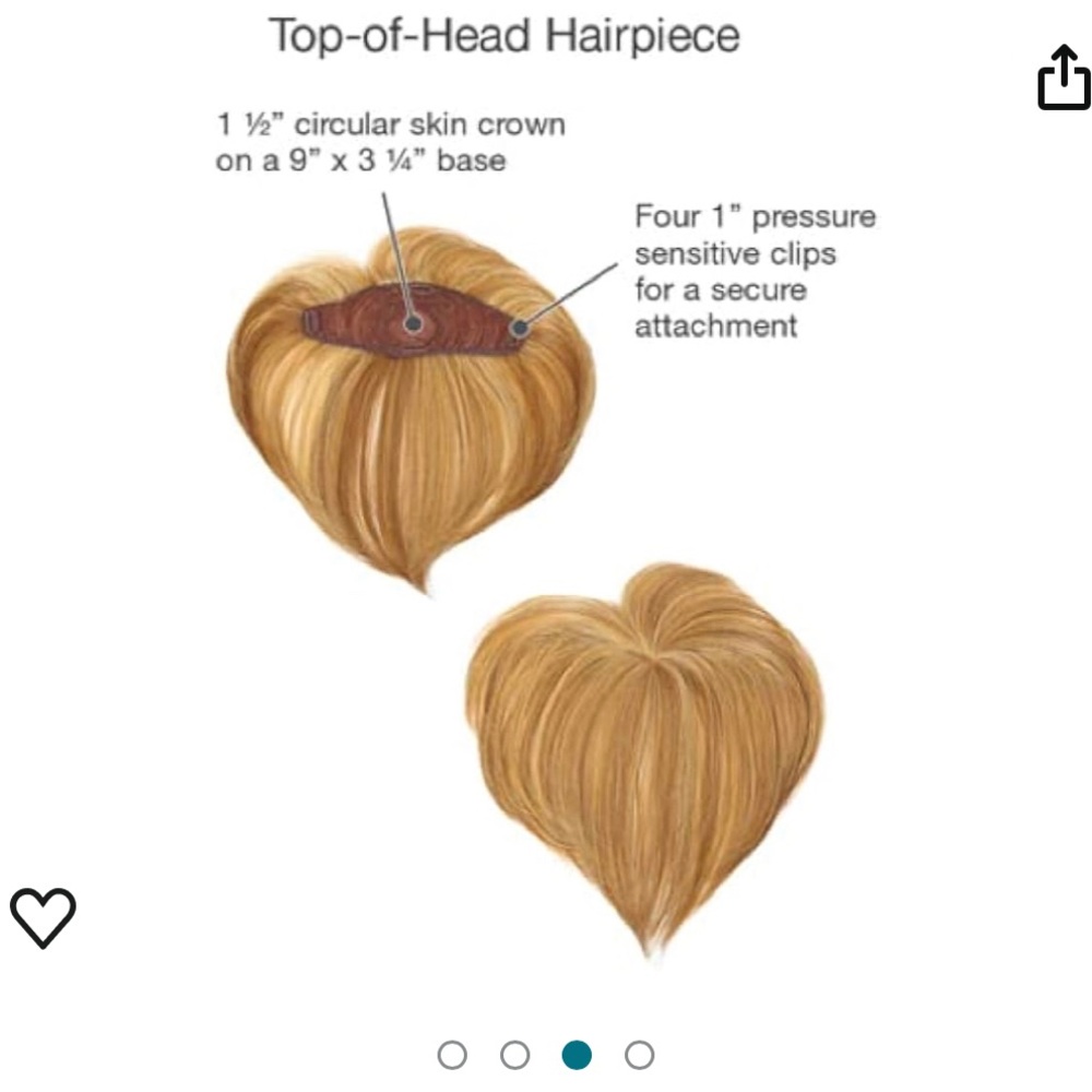 Gabor Top Tier Top-Of-The-Head Hair Piece by Hairuwear,GL60-101 Silvery Moon NWT - Picture 5 of 6